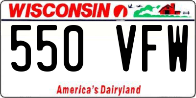WI license plate 550VFW