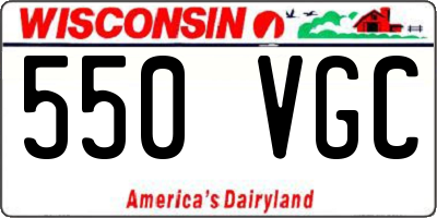 WI license plate 550VGC