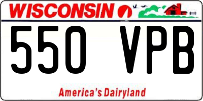 WI license plate 550VPB