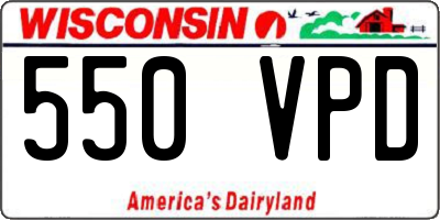 WI license plate 550VPD