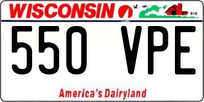WI license plate 550VPE
