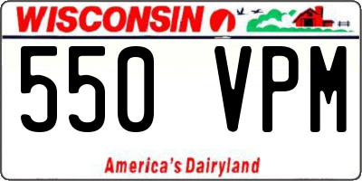 WI license plate 550VPM