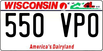 WI license plate 550VPO