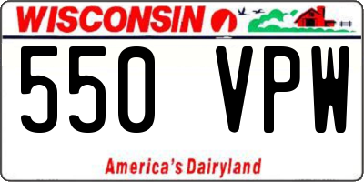 WI license plate 550VPW
