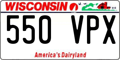 WI license plate 550VPX