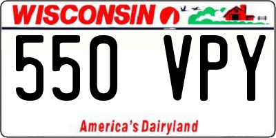 WI license plate 550VPY