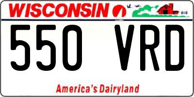 WI license plate 550VRD
