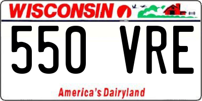 WI license plate 550VRE
