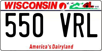WI license plate 550VRL