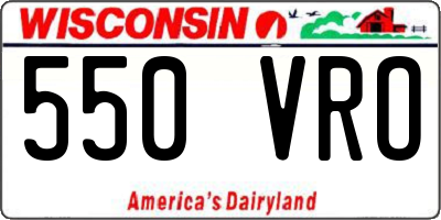 WI license plate 550VRO
