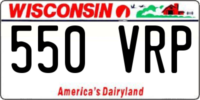 WI license plate 550VRP