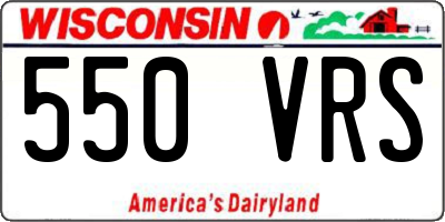 WI license plate 550VRS