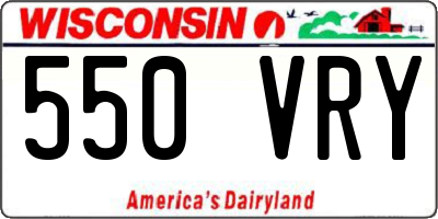 WI license plate 550VRY