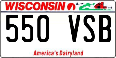 WI license plate 550VSB