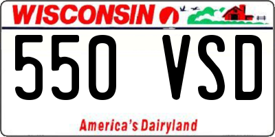 WI license plate 550VSD