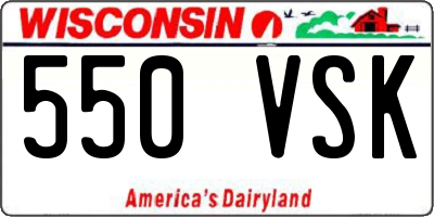 WI license plate 550VSK