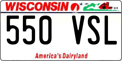 WI license plate 550VSL