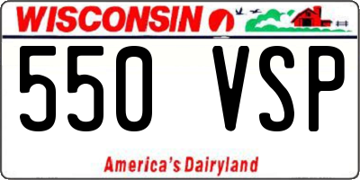 WI license plate 550VSP