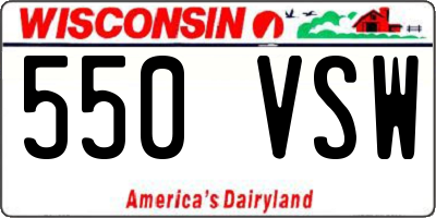 WI license plate 550VSW