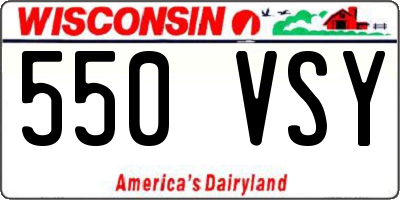 WI license plate 550VSY