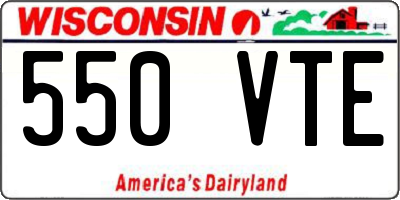 WI license plate 550VTE
