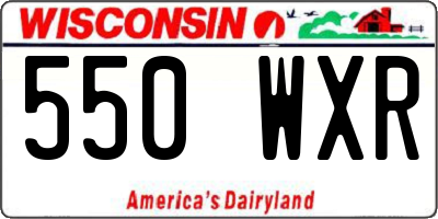 WI license plate 550WXR