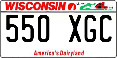 WI license plate 550XGC