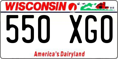 WI license plate 550XGO