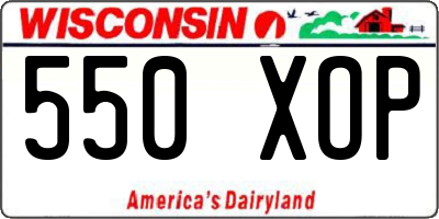 WI license plate 550XOP