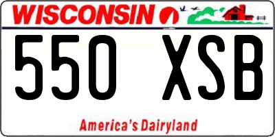 WI license plate 550XSB