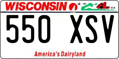 WI license plate 550XSV