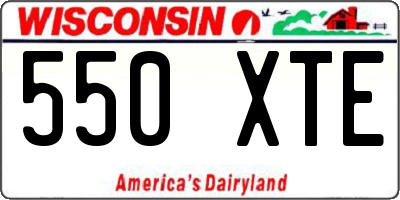 WI license plate 550XTE