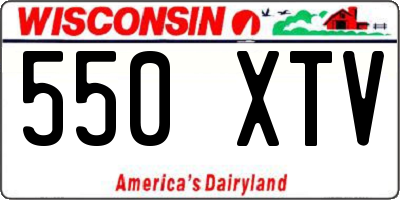 WI license plate 550XTV