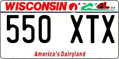 WI license plate 550XTX