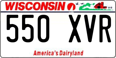 WI license plate 550XVR