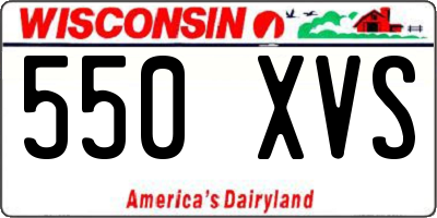 WI license plate 550XVS