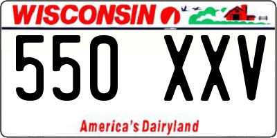 WI license plate 550XXV