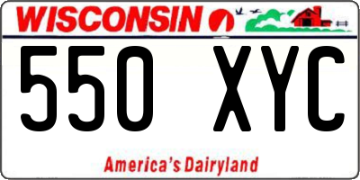 WI license plate 550XYC