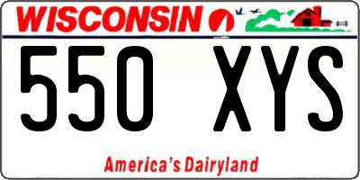 WI license plate 550XYS