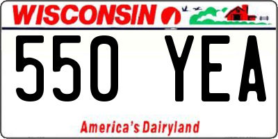 WI license plate 550YEA