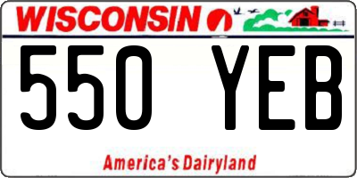 WI license plate 550YEB