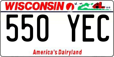 WI license plate 550YEC