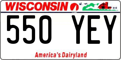 WI license plate 550YEY