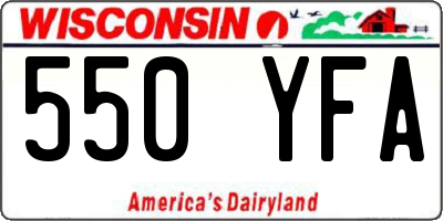 WI license plate 550YFA