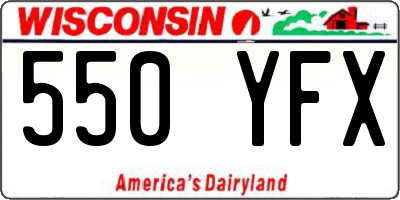 WI license plate 550YFX