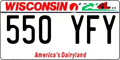 WI license plate 550YFY