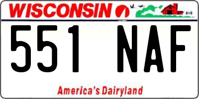 WI license plate 551NAF