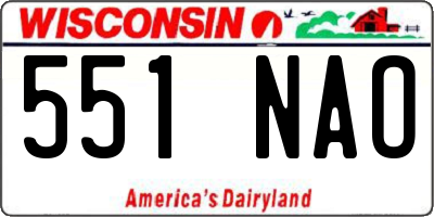 WI license plate 551NAO