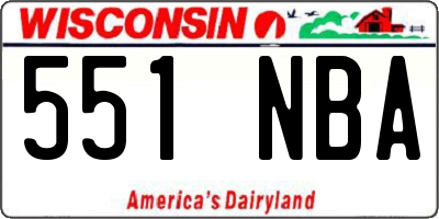 WI license plate 551NBA