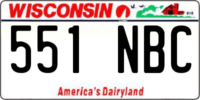 WI license plate 551NBC